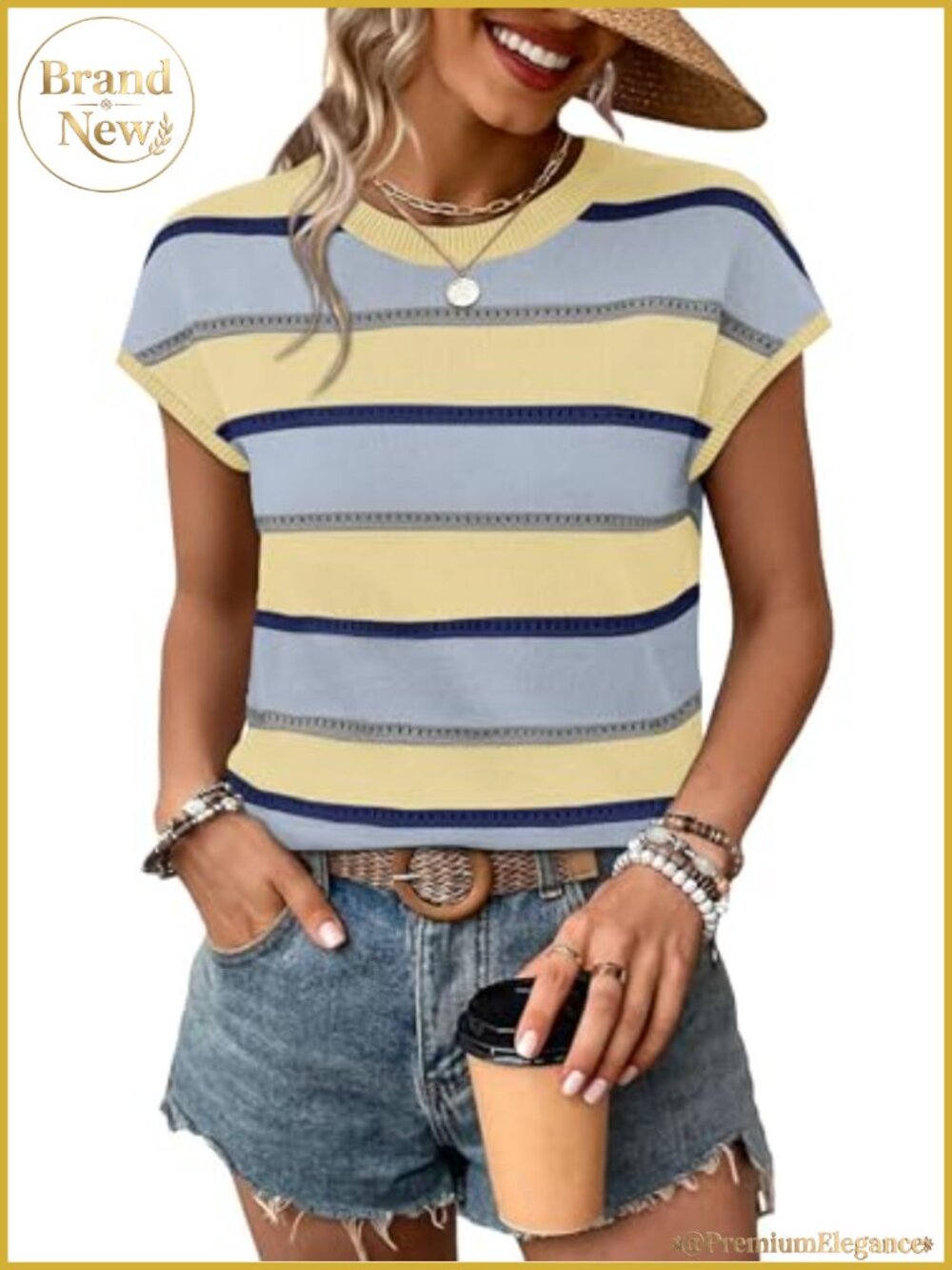 Women's Lightweight Knit Pullover Sweater Cap Sleeve Hollow Out